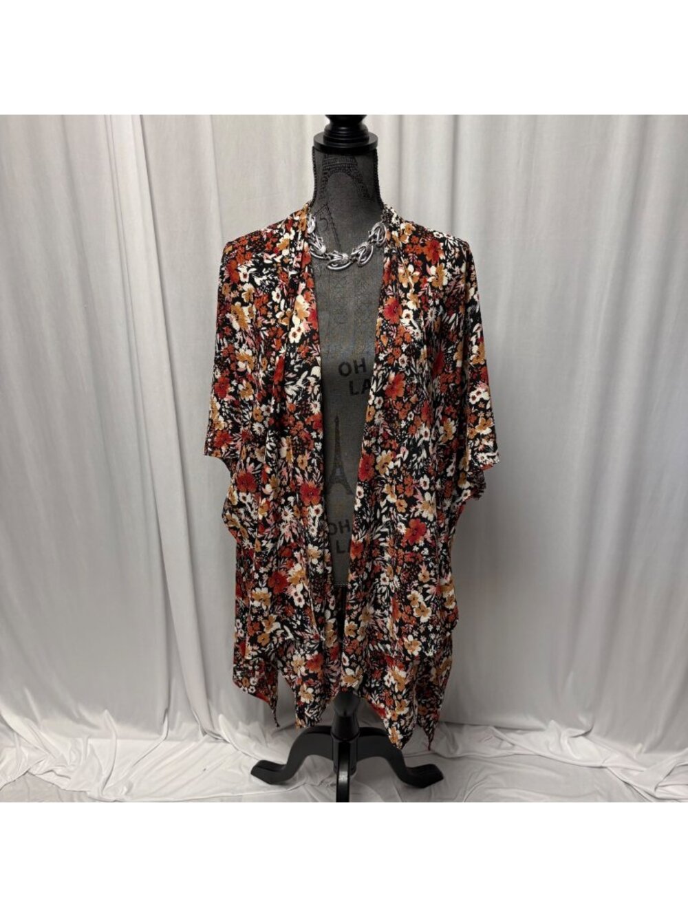 Boho Floral Kimono Cardigan Womens One Size Fall Duster Lightweight Open Front